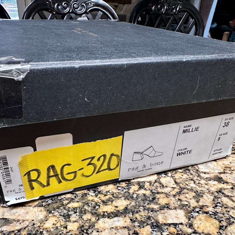 Rag & Bone Millie White Leather Heel Mule - size 38 / 8 - Picture 10 of 11